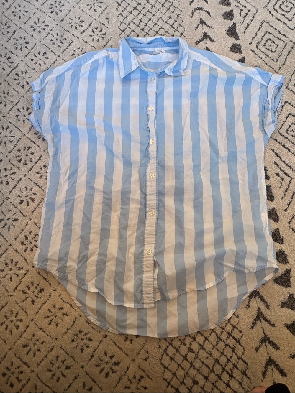 Goodthreads Blue and White Striped Button-Down Shirt